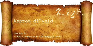 Kapros Évald névjegykártya